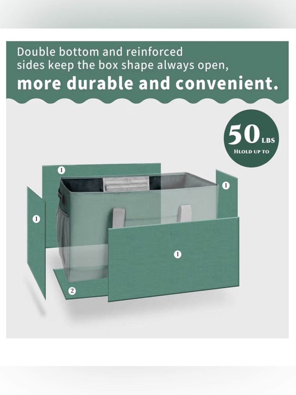 Large Tote Bag with Carrying Handles - Light Green - Picture 6 of 8